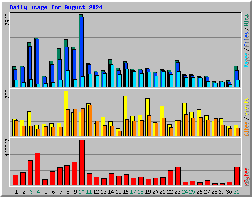 Daily usage for August 2024