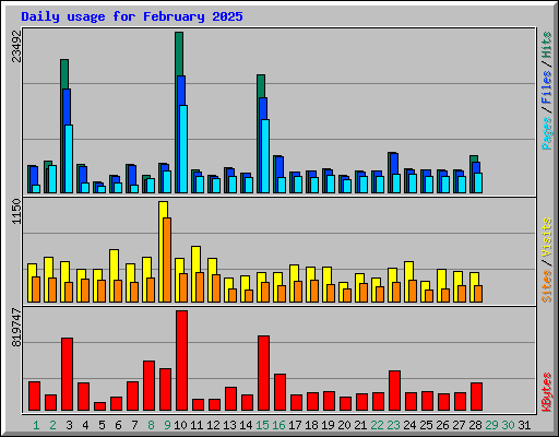 Daily usage for February 2025