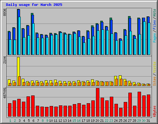 Daily usage for March 2025
